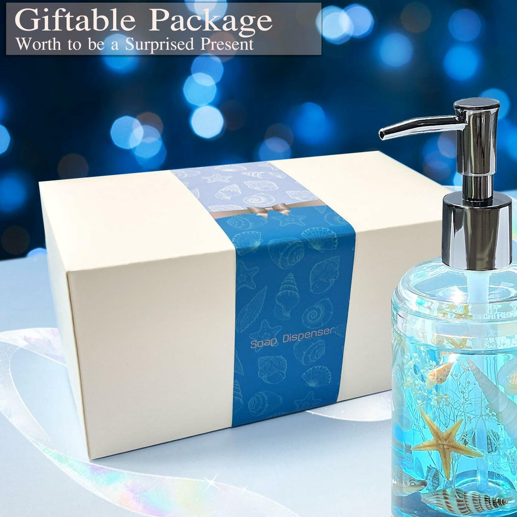 FONMY Soap Dispenser with Pump Acrylic w/Nature Seashell Handmade Bathroom Hand