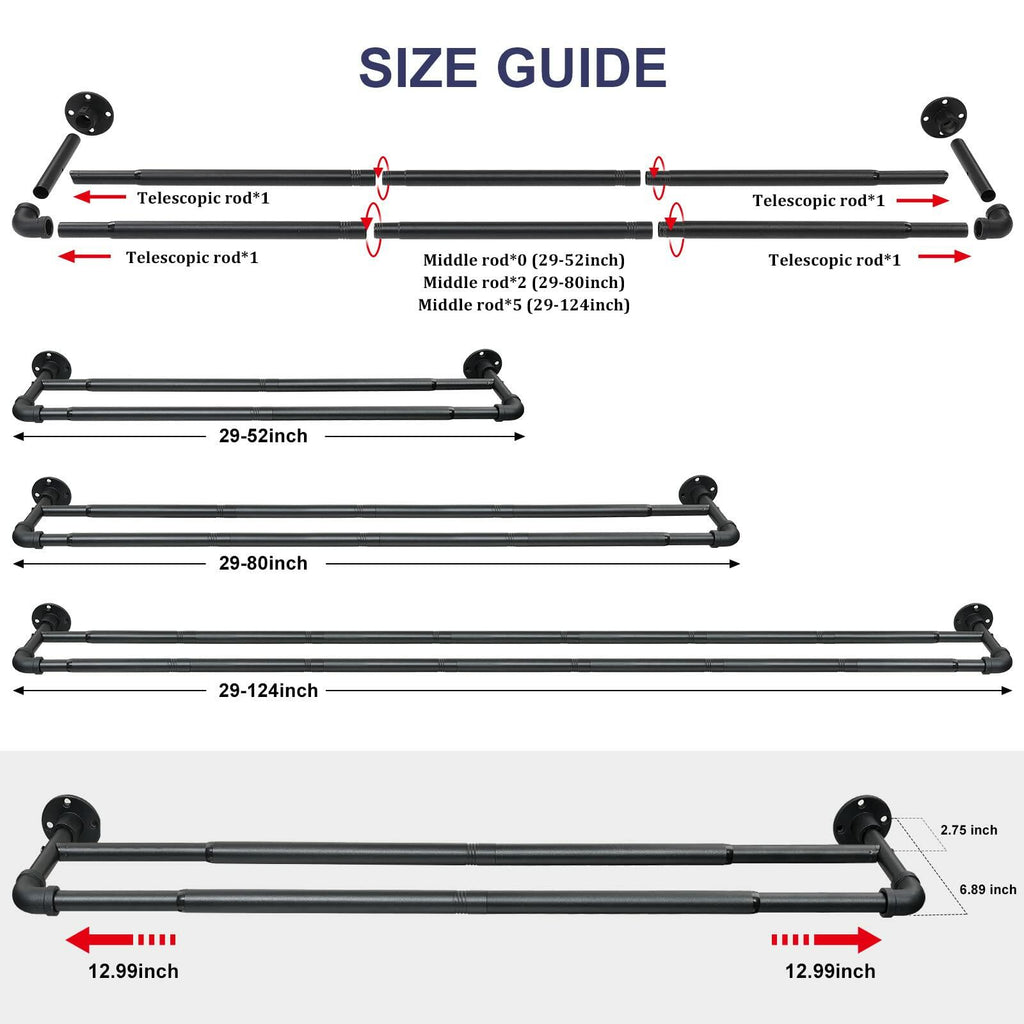 Double Curtain Rod 72-144, Heavy Duty Blackout Double Curtain Rods for Windows