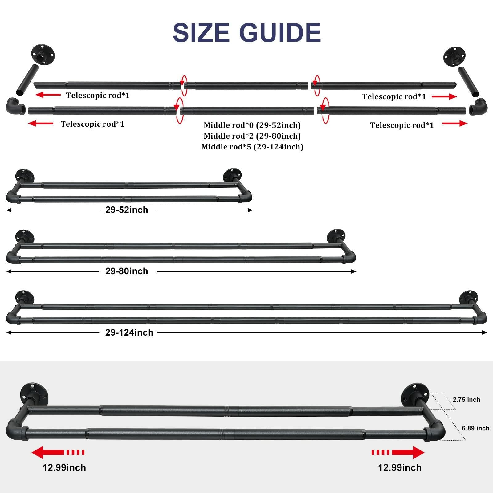 Double Curtain Rod 72-144, Heavy Duty Blackout Double Curtain Rods for Windows