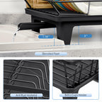 Urackify Dish Drying Rack for Kitchen Counter, Sink Dish Rack with Drainboard