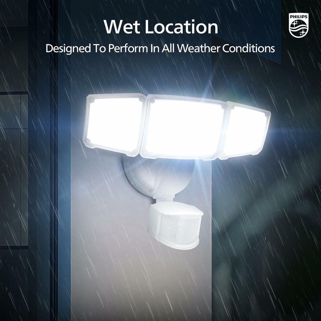 Philips 72W 7400LM LED Security Lights w/PIR Motion Sensor Outdoor, 5000K