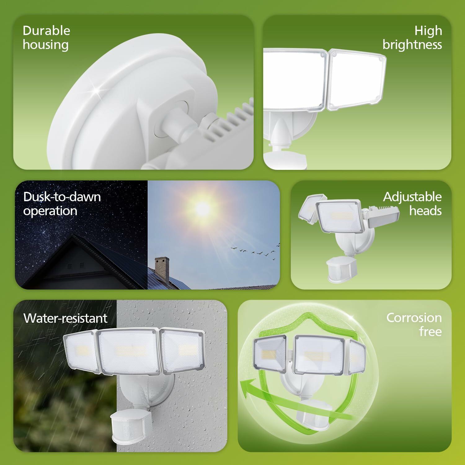 Philips 72W 7400LM LED Security Lights w/PIR Motion Sensor Outdoor, 5000K
