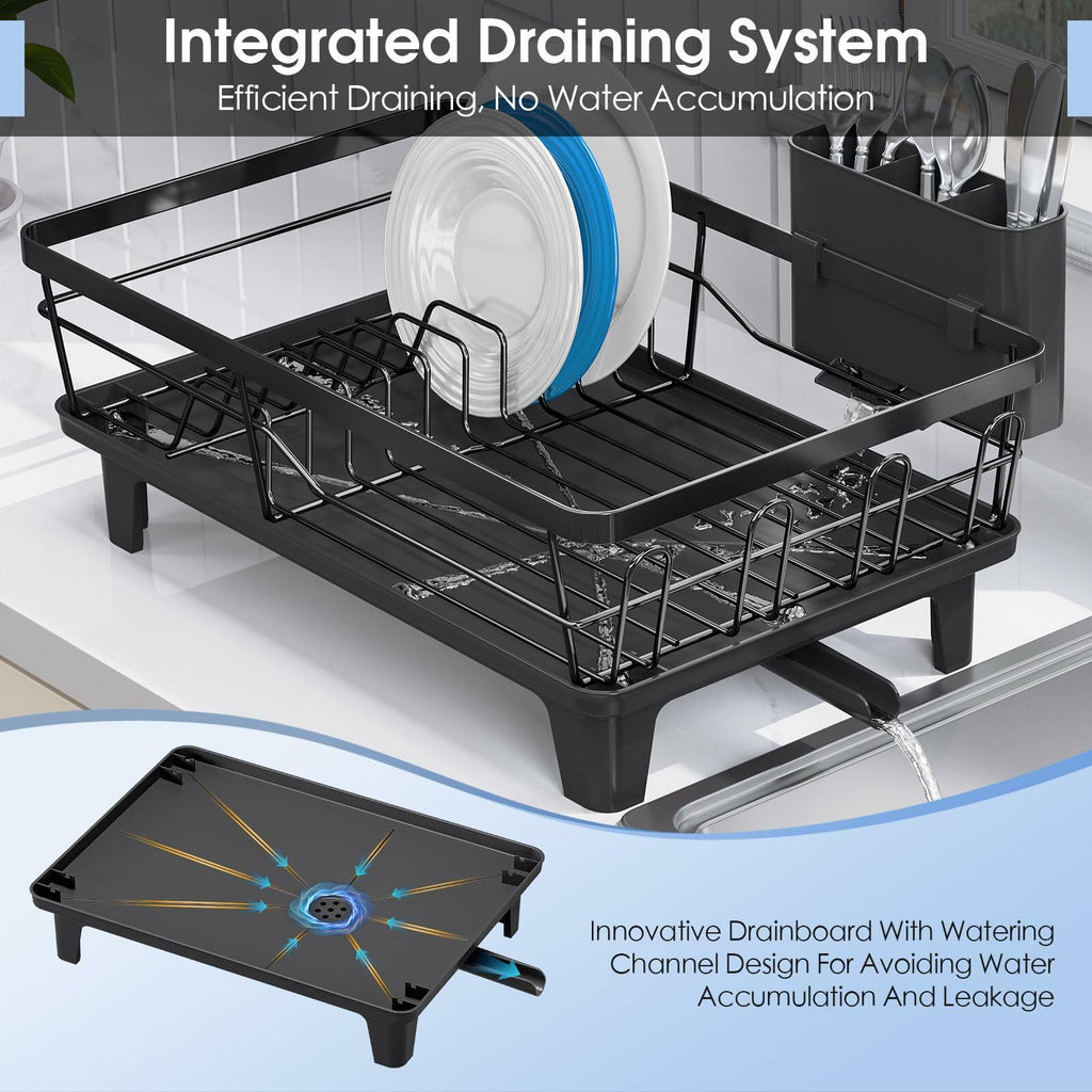 Urackify Dish Drying Rack for Kitchen Counter, Sink Dish Rack with Drainboard