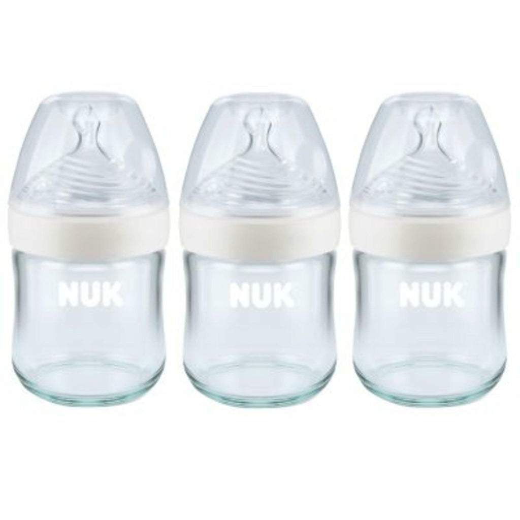 NUK Simply Natural Glass Baby Bottles, 4 oz, 3 Pack