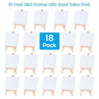Mini Canvases 18 Pack 4x4 Inch with Easel Painting Kit Acrylic Oil Watercolor