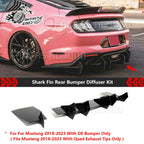 For Ford Mustang GT W/ Quad Exhaust Tip 2018-2023丨Shark Fin Rear Bumper Diffuser