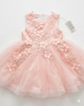 Gorgeous Pink Tulle Flower Girl Dress Size 8 - 3D Floral Applique & Sequins
