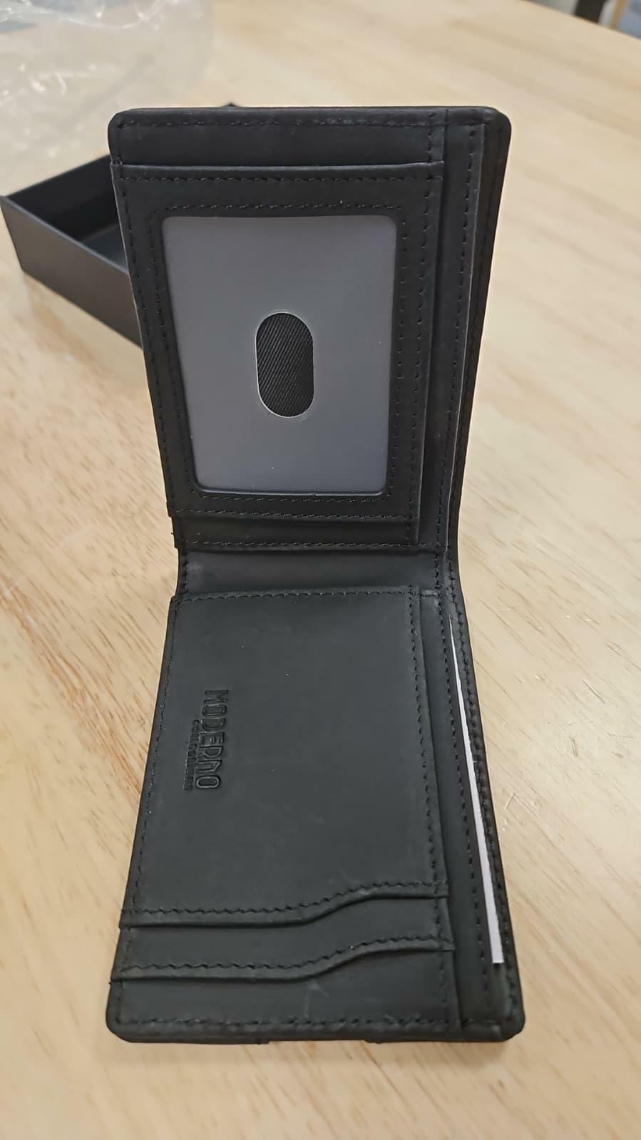 MODERNO Men's Genuine Leather Bifold Wallet RFID 11 Card Slots Large