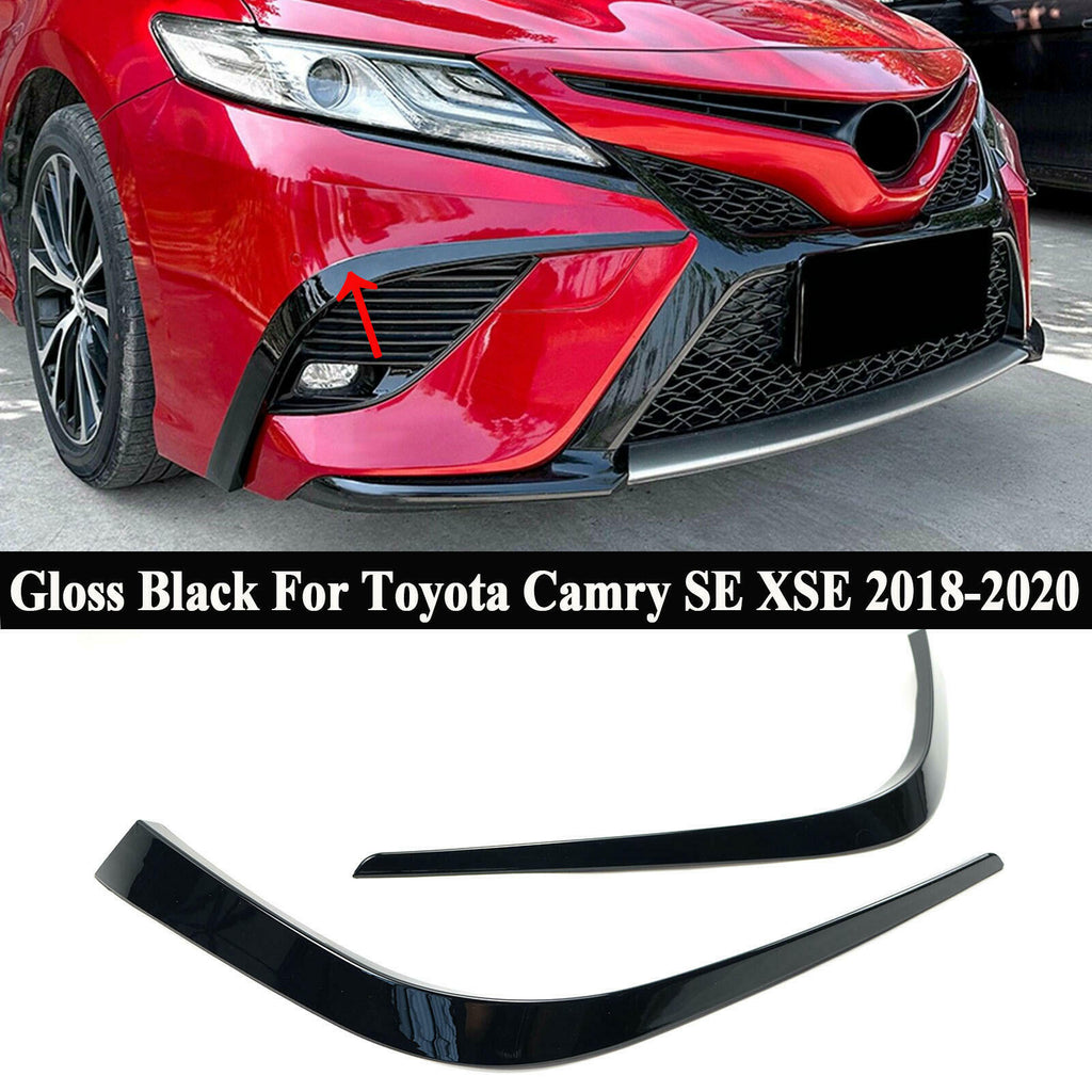 Front Bumper Air Vent Fog Light Trim Gloss Black Toyota Camry SE XSE 2018-2020