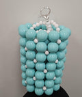 Acrylic Beaded Bucket Handbag Macaron Color Evening Bag White Chain