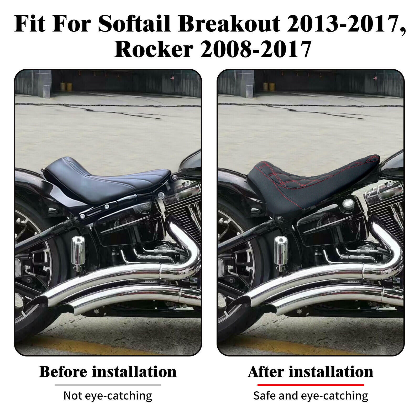 Harley Rocker C Breakout Front Solo Seat Red Stitching 2008-2017