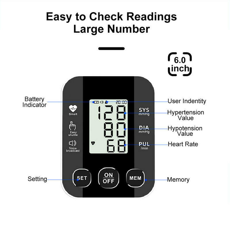 Aique Voice Arm Blood Pressure Monitor BP Sphygmomanometer Pressure Meter