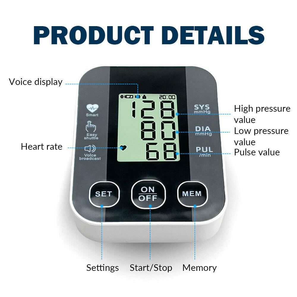 Aique Voice Arm Blood Pressure Monitor BP Sphygmomanometer Pressure Meter