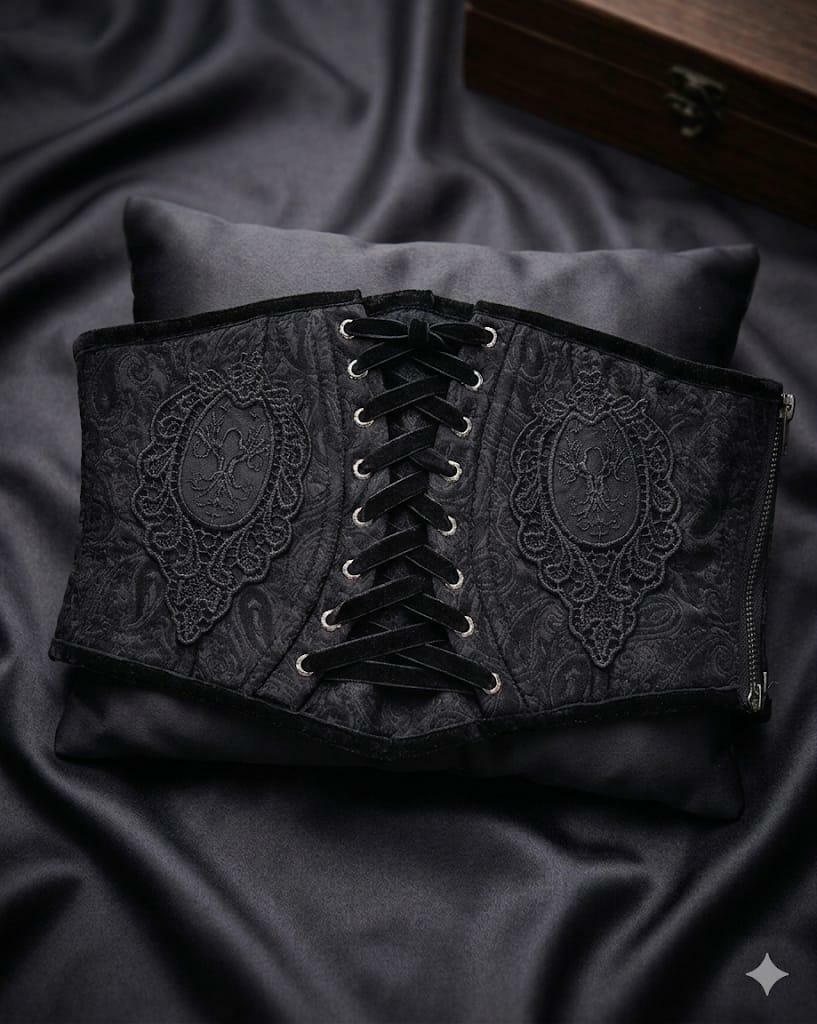 Punk Rave Gothic Lace-Up Corset Waist Belt (Black)
