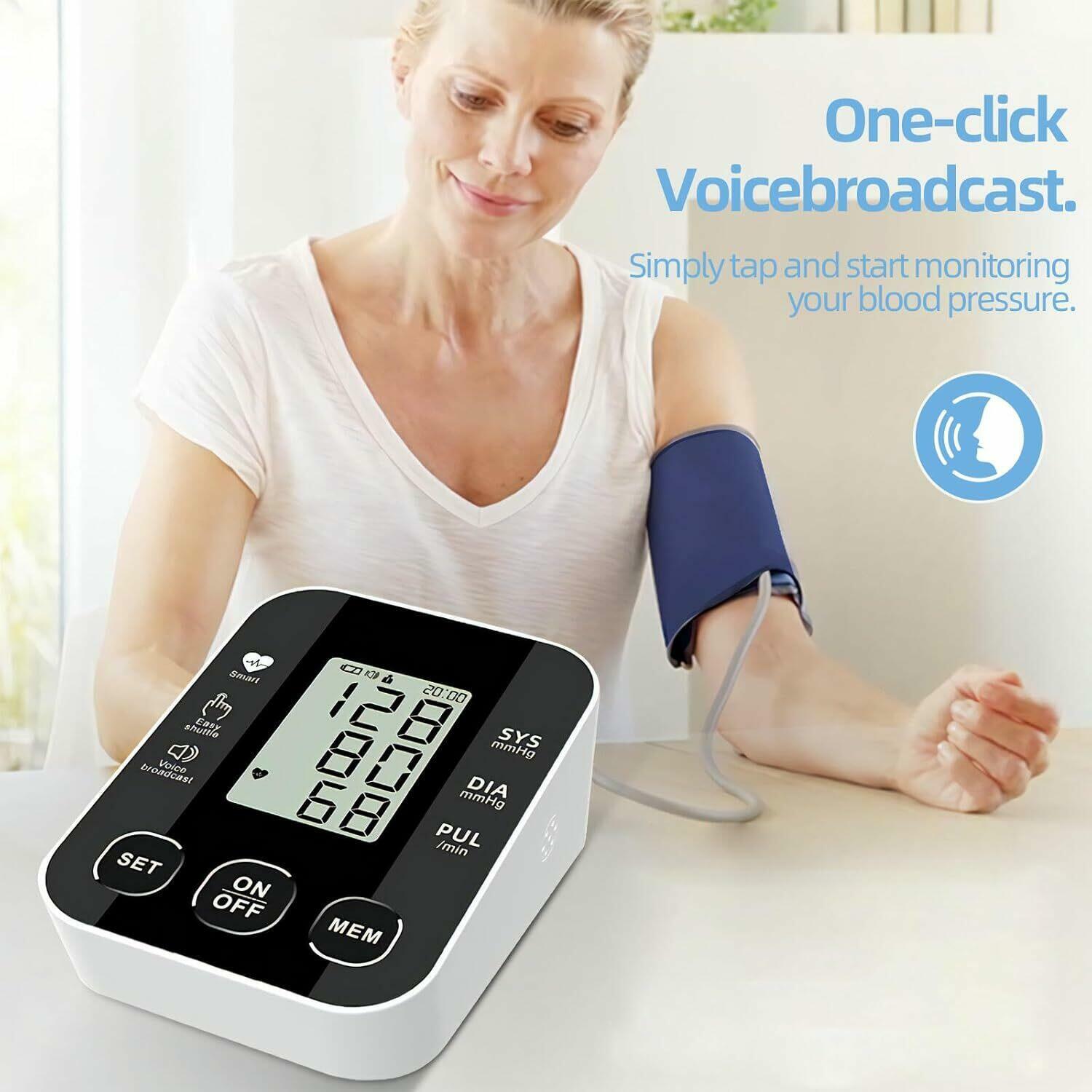 Aique Voice Arm Blood Pressure Monitor BP Sphygmomanometer Pressure Meter