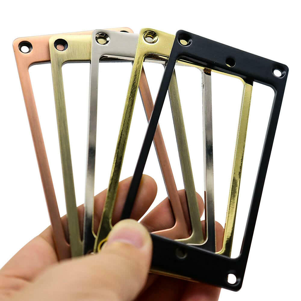 2x Metal Electric Guitar Humbucker Pickup Rings 2mm Thickness Flat Frame Black
