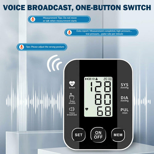 Aique Voice Arm Blood Pressure Monitor BP Sphygmomanometer Pressure Meter