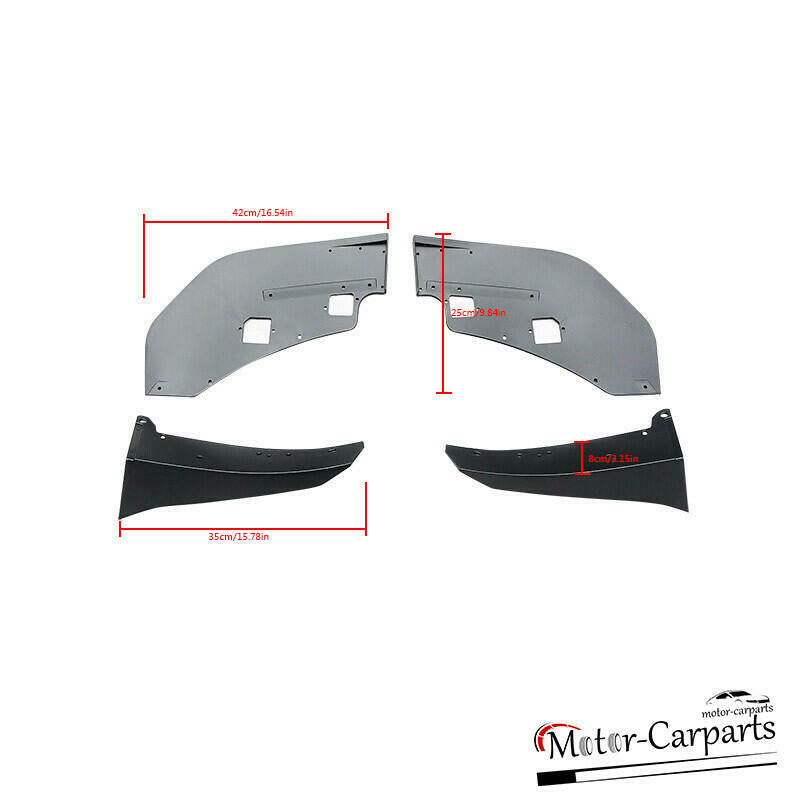 For 15-22 Ford Mustang GT500 Style Front Bumper Corner Winglet Splitters Black
