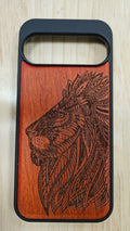 Magnetic Wood Phone Case for Google Pixel 9 10 Pro XL 10a 9a Cover Lion Majesty