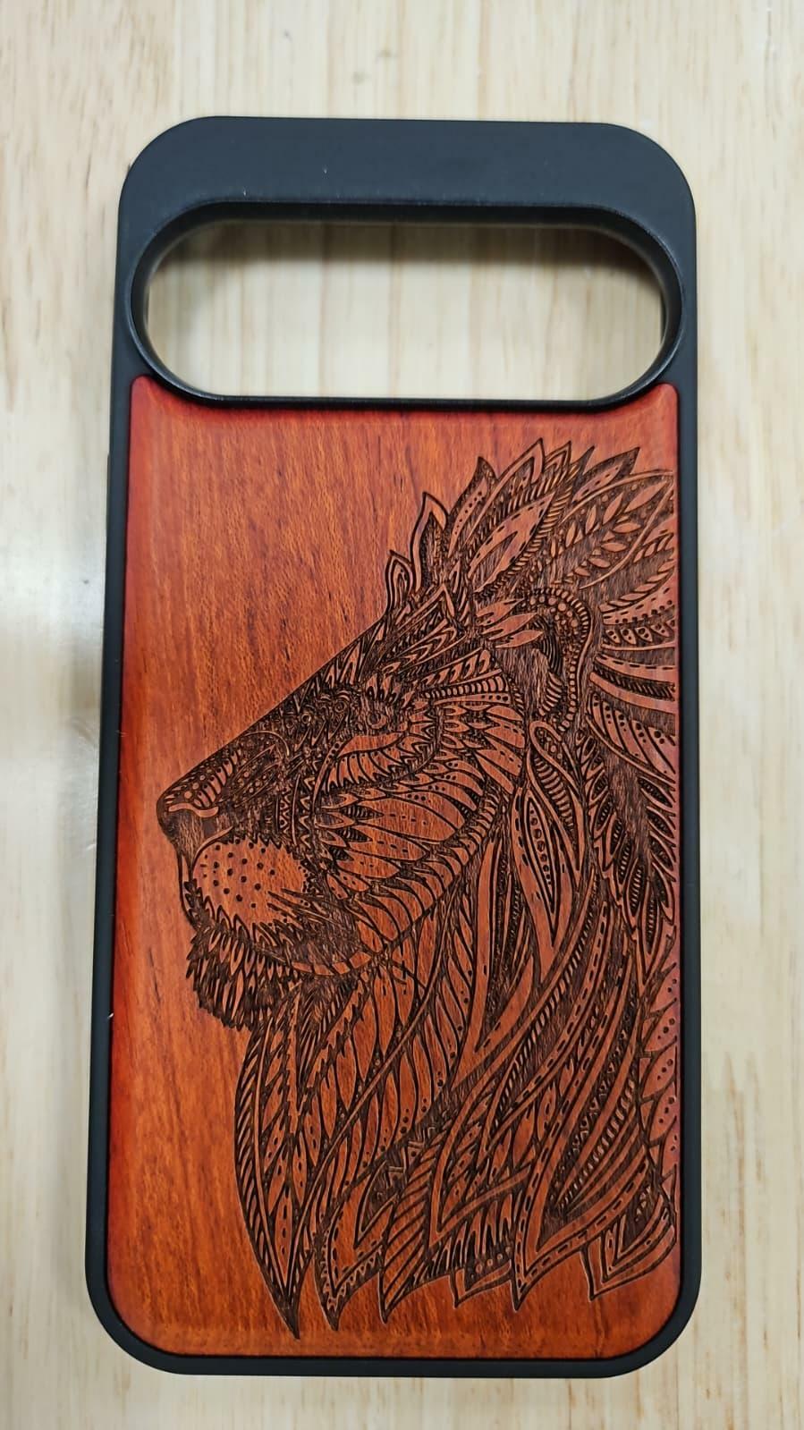 Magnetic Wood Phone Case for Google Pixel 9 10 Pro XL 10a 9a Cover Lion Majesty