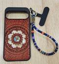 Luxury Carved Wood Mandala Phone Case For Google Pixel 8 7 Pro W/ Lanyard