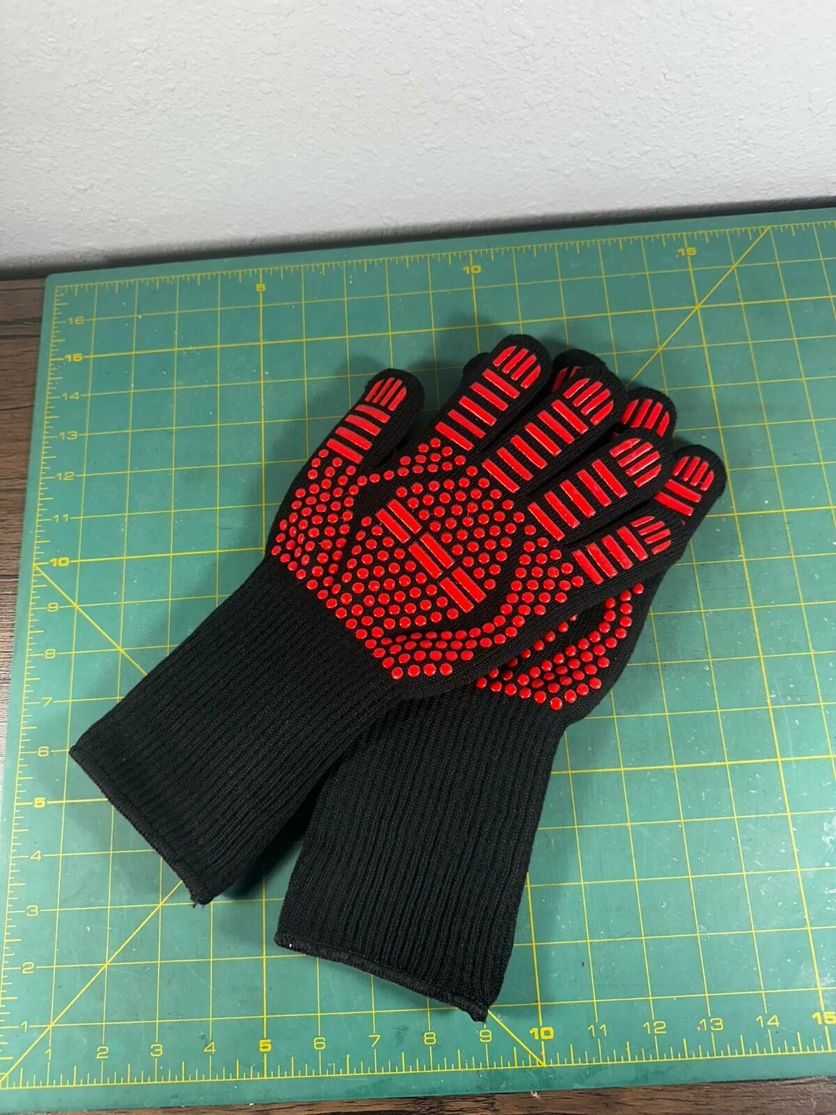 (Pair) Nexgrill Heat Resistant Grilling Gloves Silicone  Black And Red