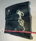 Y2K Tattoo Graphic Denim Mini Skirt Skort Womens 2XL Dragon Koi Tiger Streetwear