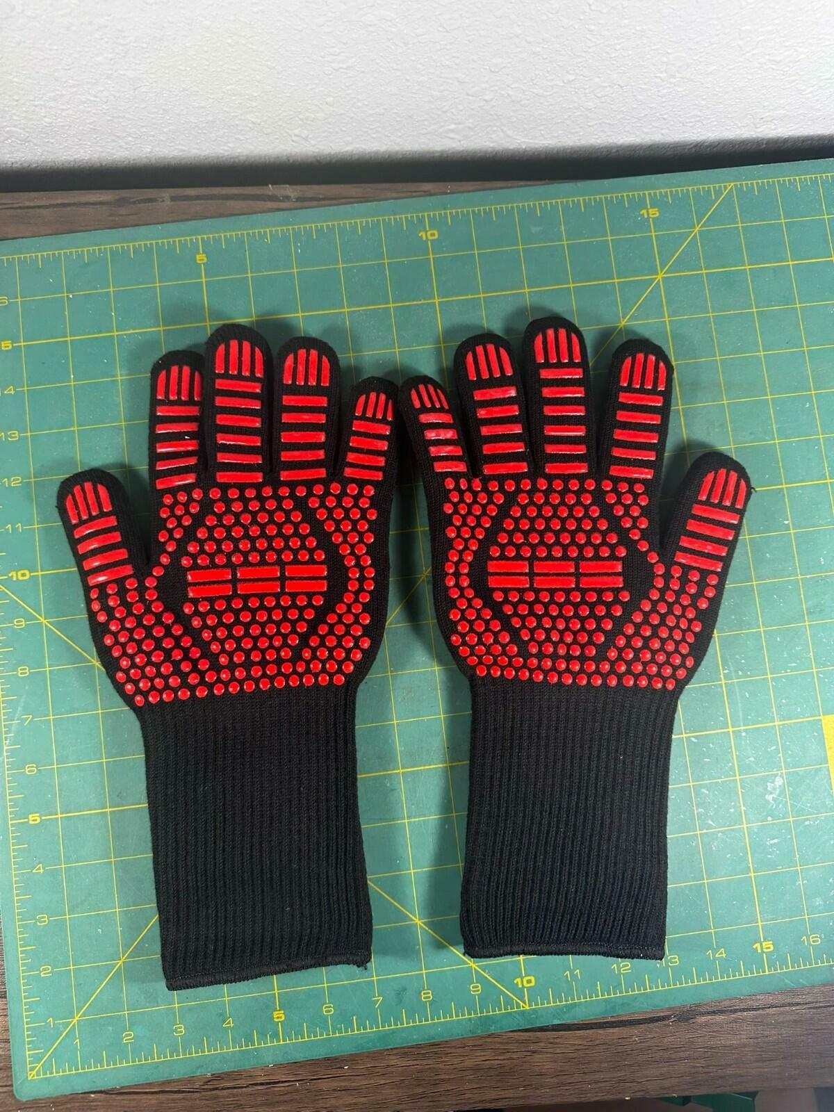 (Pair) Nexgrill Heat Resistant Grilling Gloves Silicone  Black And Red