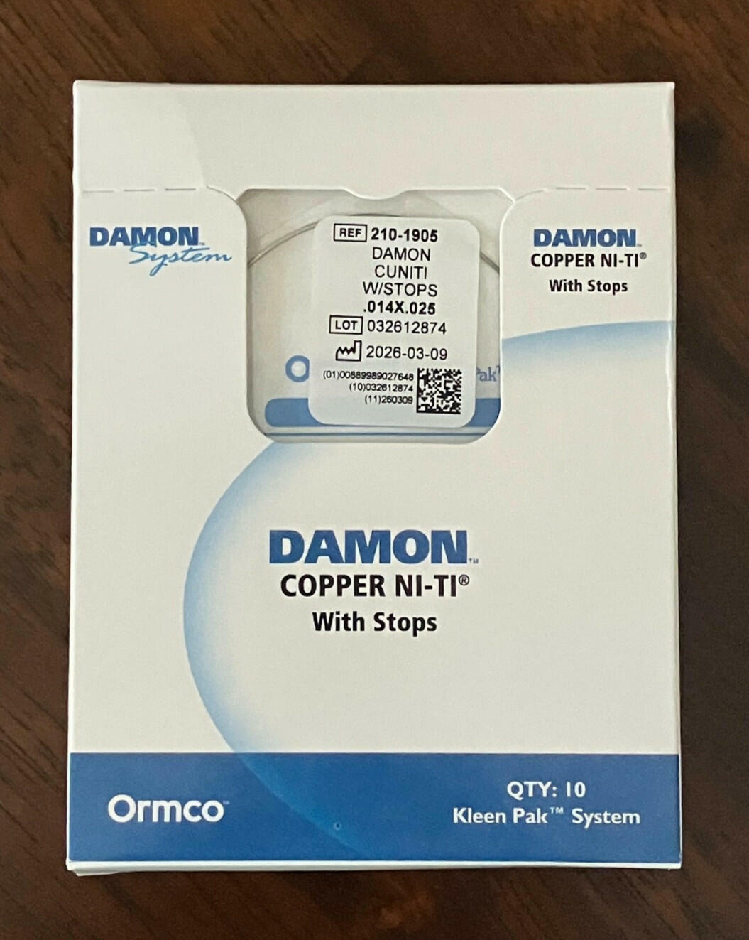 Ormco Damon Orthodontic Copper Ni-Ti Wire - Size 14x25 - Box of 10 - Brand New