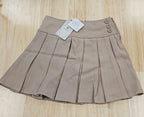 Bienzoe Girls School Uniform Skirt: Kids Adjustable Waist Stretchy Skort Khaki 8