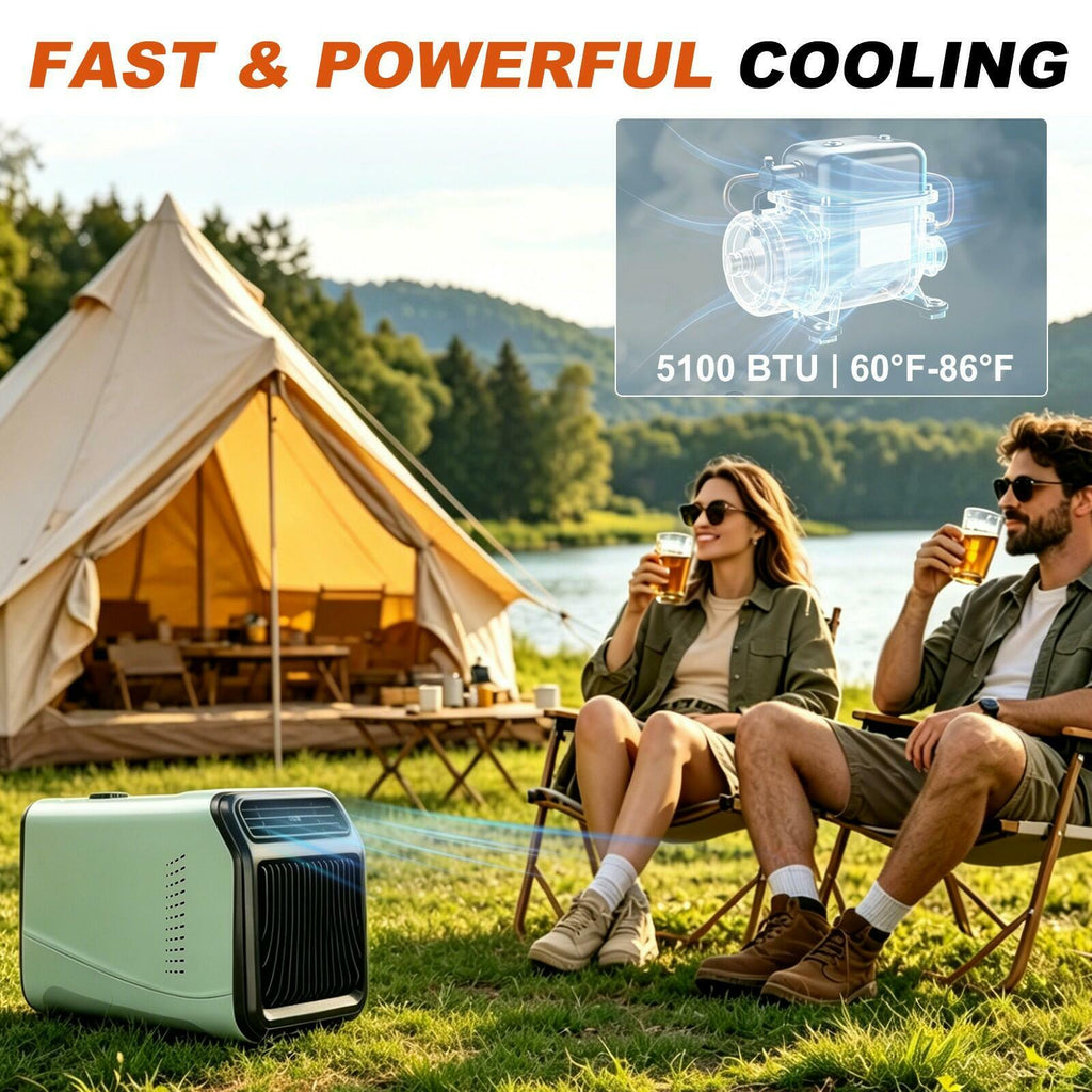 4 IN 1 Portable Air Conditioner 5100 BTU Tent Air Conditioning Outdoor Camping