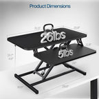 32” Wide Sit to Stand Up Desk Converter Tabletop Workstation  MET100-M REV