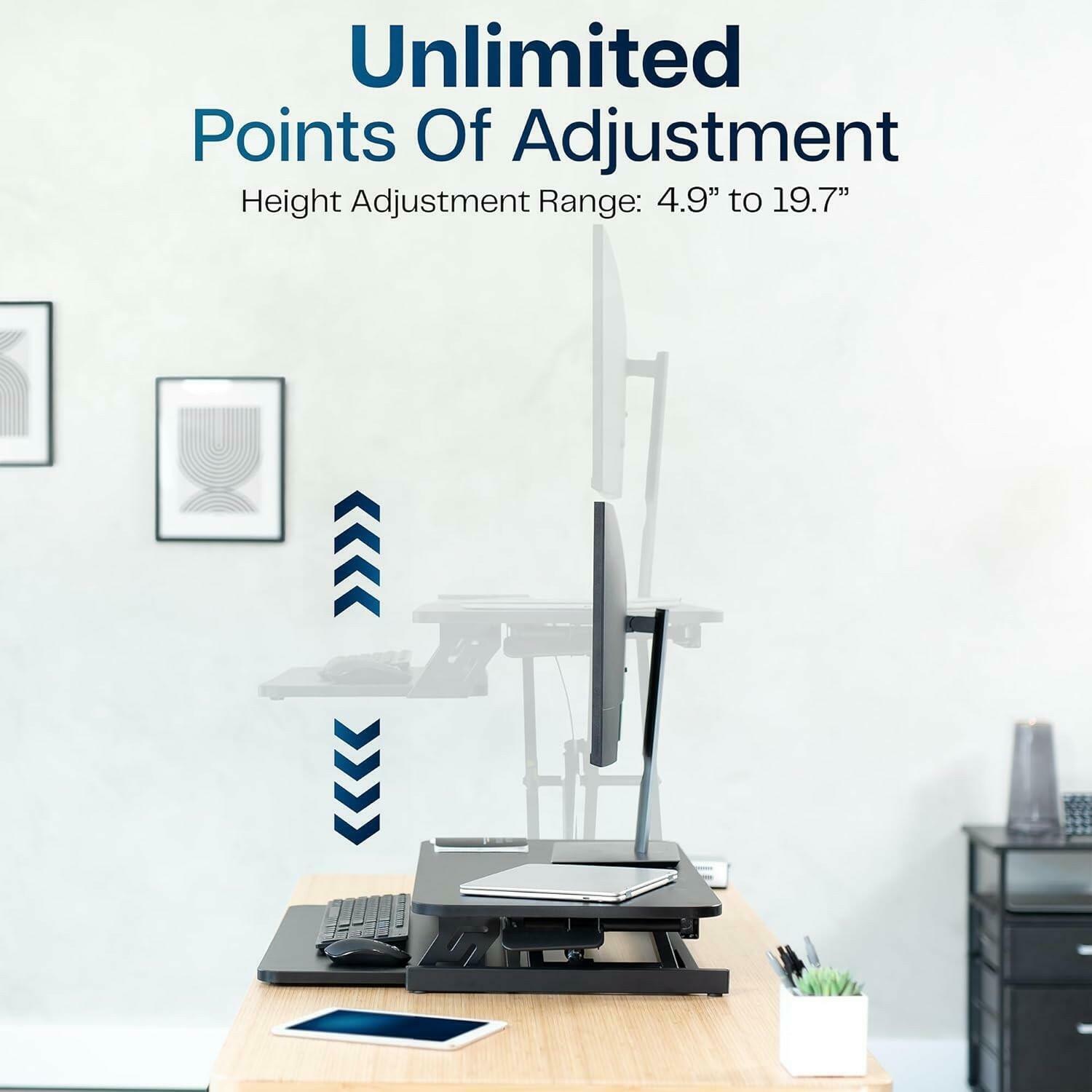 32” Wide Sit to Stand Up Desk Converter Tabletop Workstation  MET100-M REV