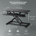 32” Wide Sit to Stand Up Desk Converter Tabletop Workstation  MET100-M REV