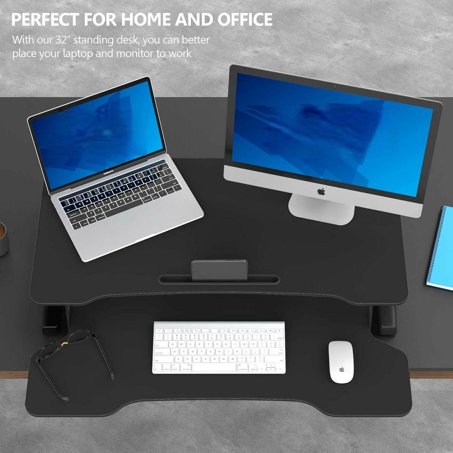 32” Wide Sit to Stand Up Desk Converter Tabletop Workstation  MET100-M REV
