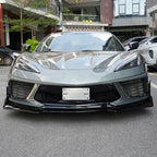 Set For 2020-2024 2023 Corvette C8  Z51 STG Front Bumper Lip Spoiler Gloss Black