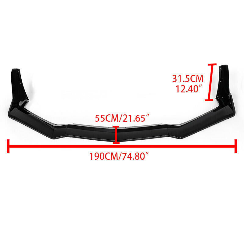 Set For 2020-2024 2023 Corvette C8  Z51 STG Front Bumper Lip Spoiler Gloss Black