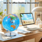 3D World Globe Large Earth Ocean Rotating World Map Geography w/ Stand Desktop