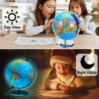 3D World Globe Large Earth Ocean Rotating World Map Geography w/ Stand Desktop