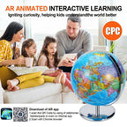 3D World Globe Large Earth Ocean Rotating World Map Geography w/ Stand Desktop