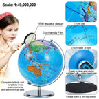 3D World Globe Large Earth Ocean Rotating World Map Geography w/ Stand Desktop