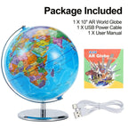 3D World Globe Large Earth Ocean Rotating World Map Geography w/ Stand Desktop