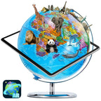 3D World Globe Large Earth Ocean Rotating World Map Geography w/ Stand Desktop