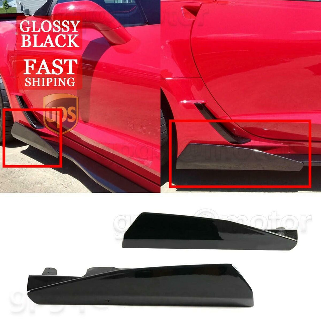 Corvette C7 2014-2019 5VM Style Side Skirt Corner Splitter Extensions Painted