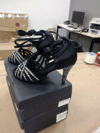 Women's Latin Dance Shoes US 6.5 Leatherette Salsa Ballroom Custom Heel