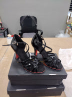 Women's Black Leatherette Latin Dance Shoes Ballroom Heels Custom Heel