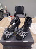 Women's Latin Dance Shoes US 6.5 Leatherette Salsa Ballroom Custom Heel