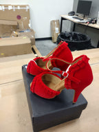 DS US 7.5 Women's Customized Heel Red Velvet Latin Shoes Ballroom Dance Shoes