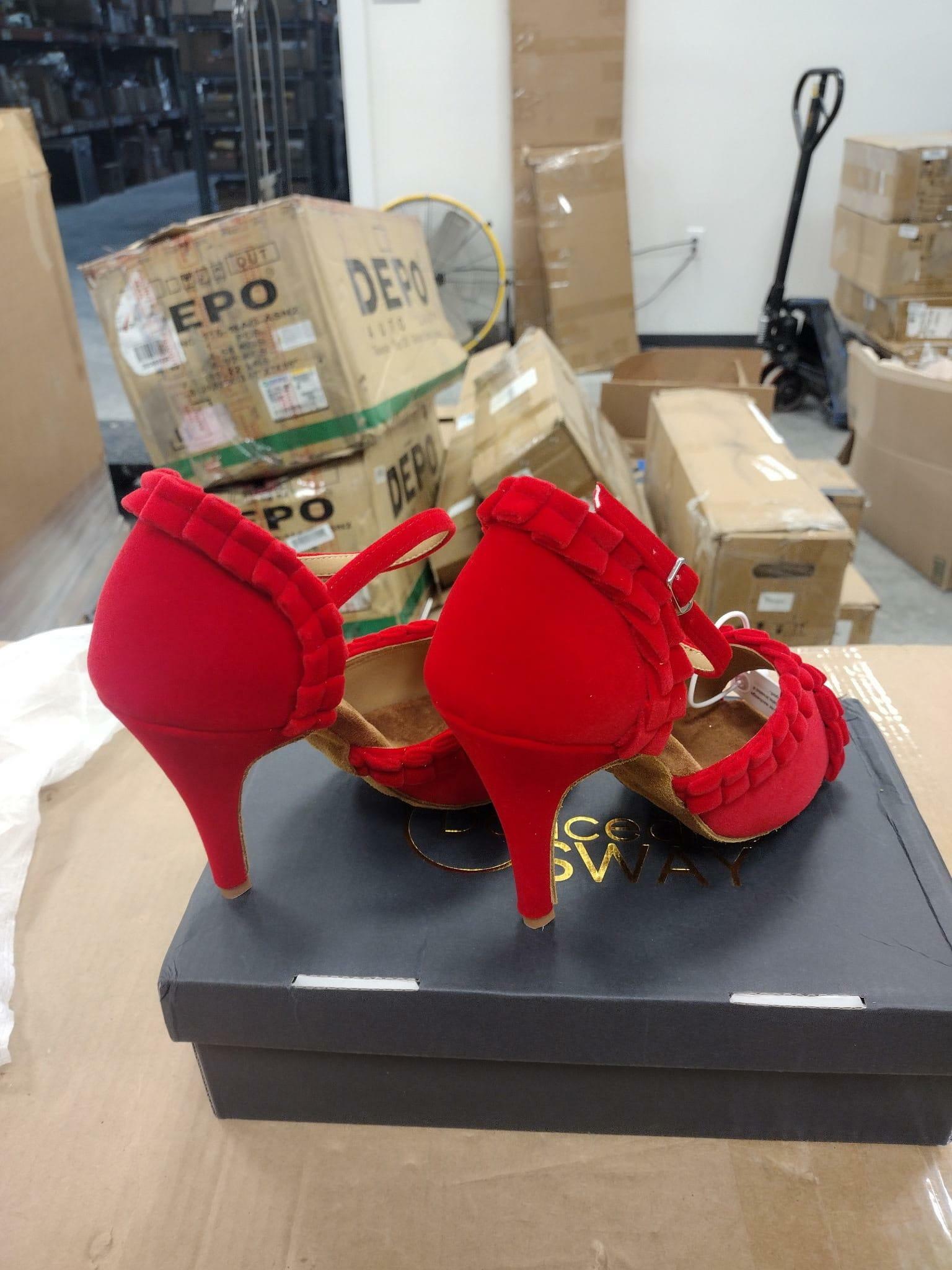 DS US 7.5 Women's Customized Heel Red Velvet Latin Shoes Ballroom Dance Shoes