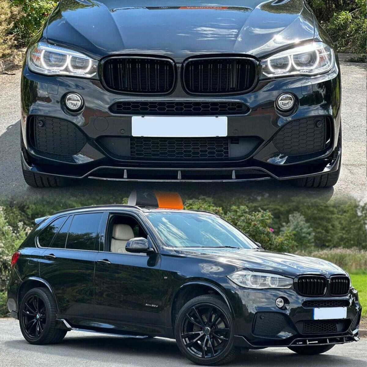 Glossy Black Complete Front Bumper Lip Splitter For BMW X5 F15 M Sport 2013-2018